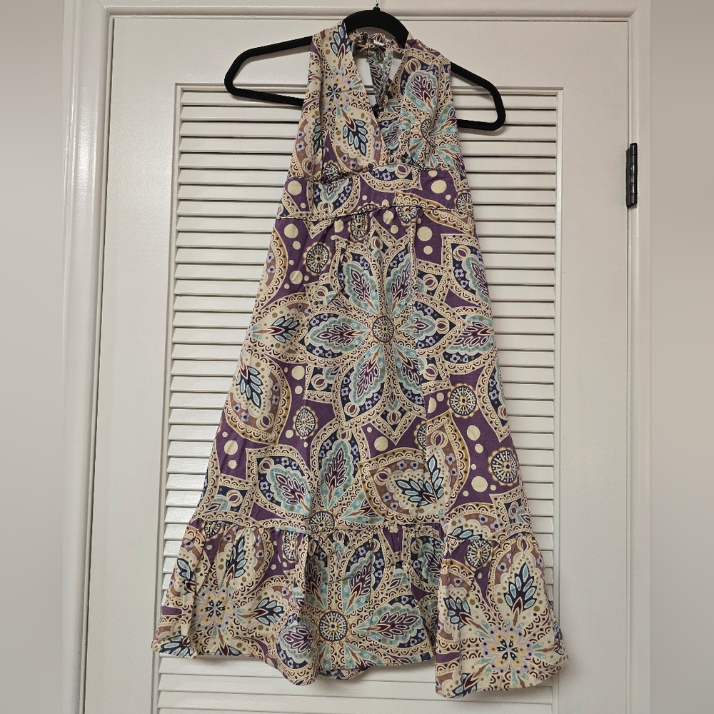 Merona - Vintage Y2K Sleeveless 100% Cotton Lightweight Halter Summer Dress